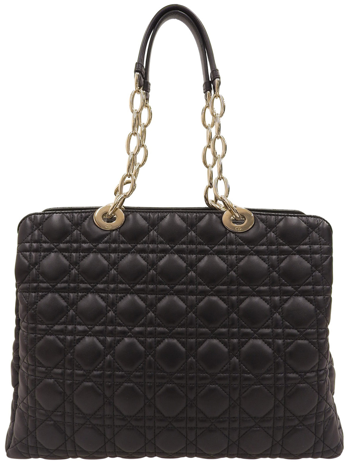 Cannage Stitch Chain Tote Bag in Black