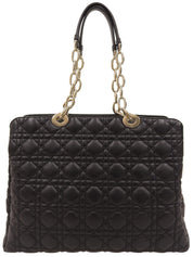 Cannage Stitch Chain Tote Bag in Black