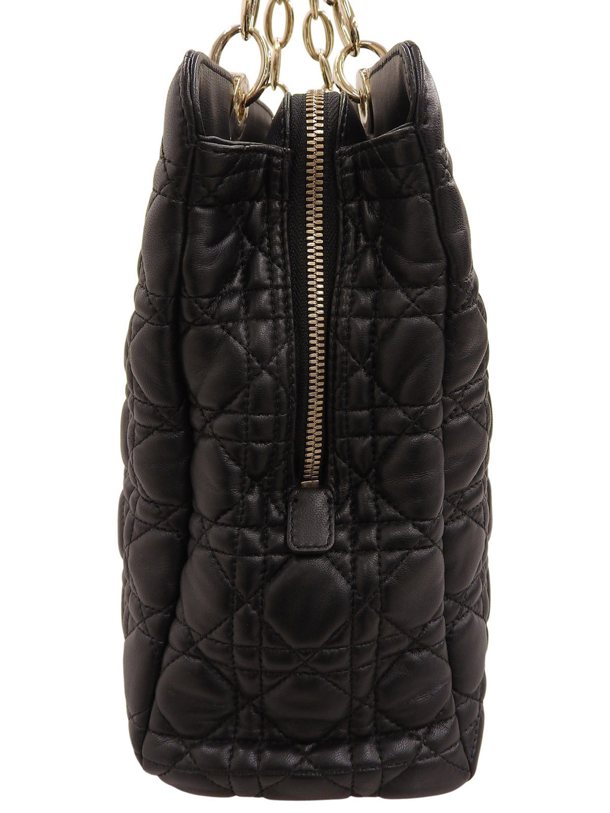 Cannage Stitch Chain Tote Bag in Black