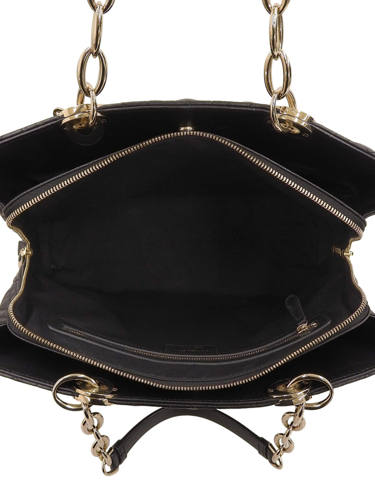 Cannage Stitch Chain Tote Bag in Black