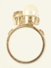 2004年製 パールラインストーンCCマークリング ゴールド/ホワイト