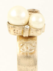 2004年製 パールラインストーンCCマークリング ゴールド/ホワイト