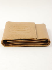 2001 Caviar Skin CC Mark Stitch Wallet, Beige