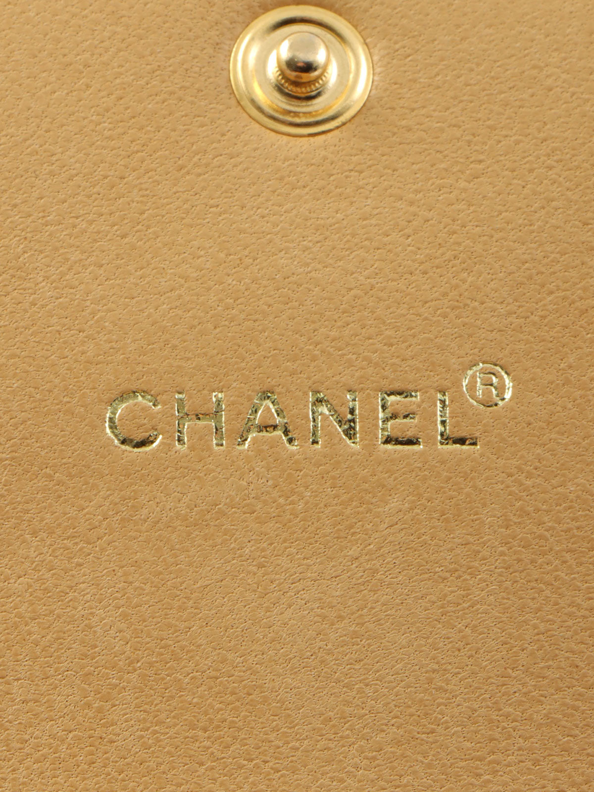 2001 Caviar Skin CC Mark Stitch Wallet, Beige