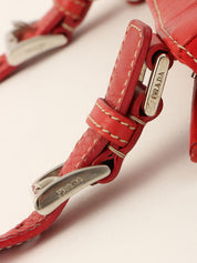 ナイロンロゴプレートショルダーバッグ レッド