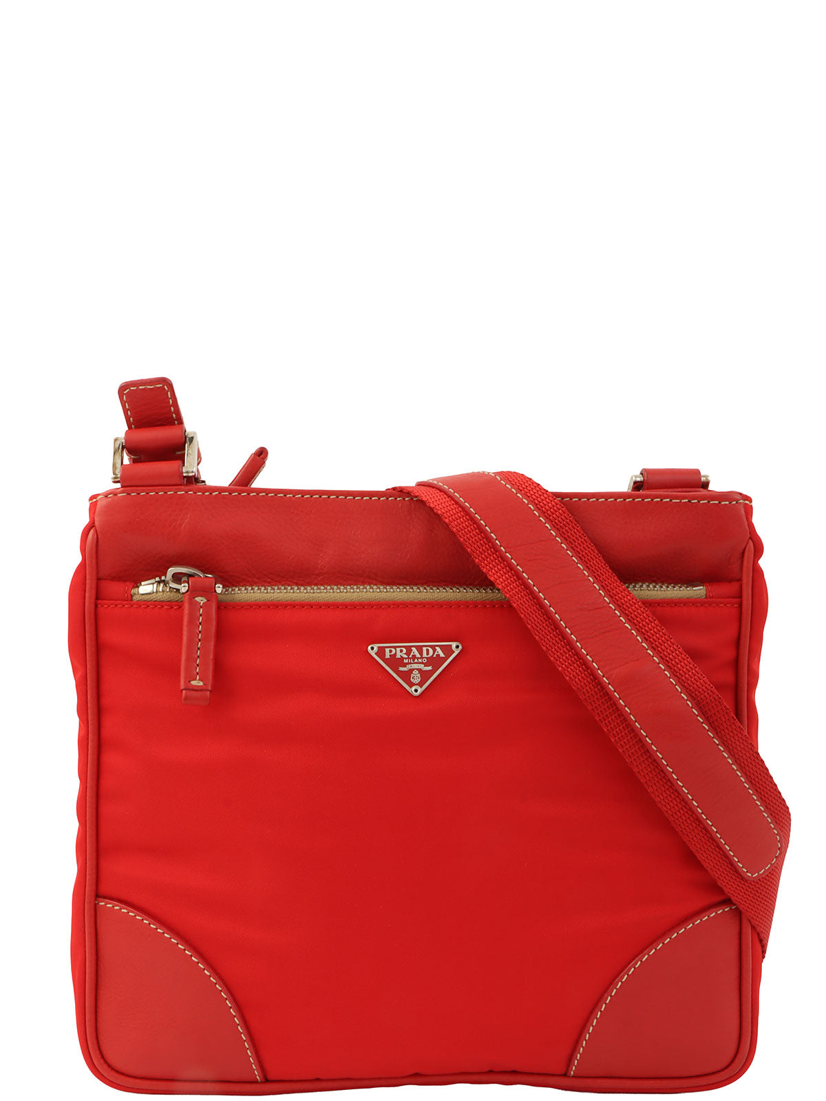 ナイロンロゴプレートショルダーバッグ レッド