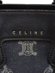 デニムレザーコンビマカダムパターン2wayバッグ ネイビー/ブラック