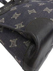 デニムレザーコンビマカダムパターン2wayバッグ ネイビー/ブラック