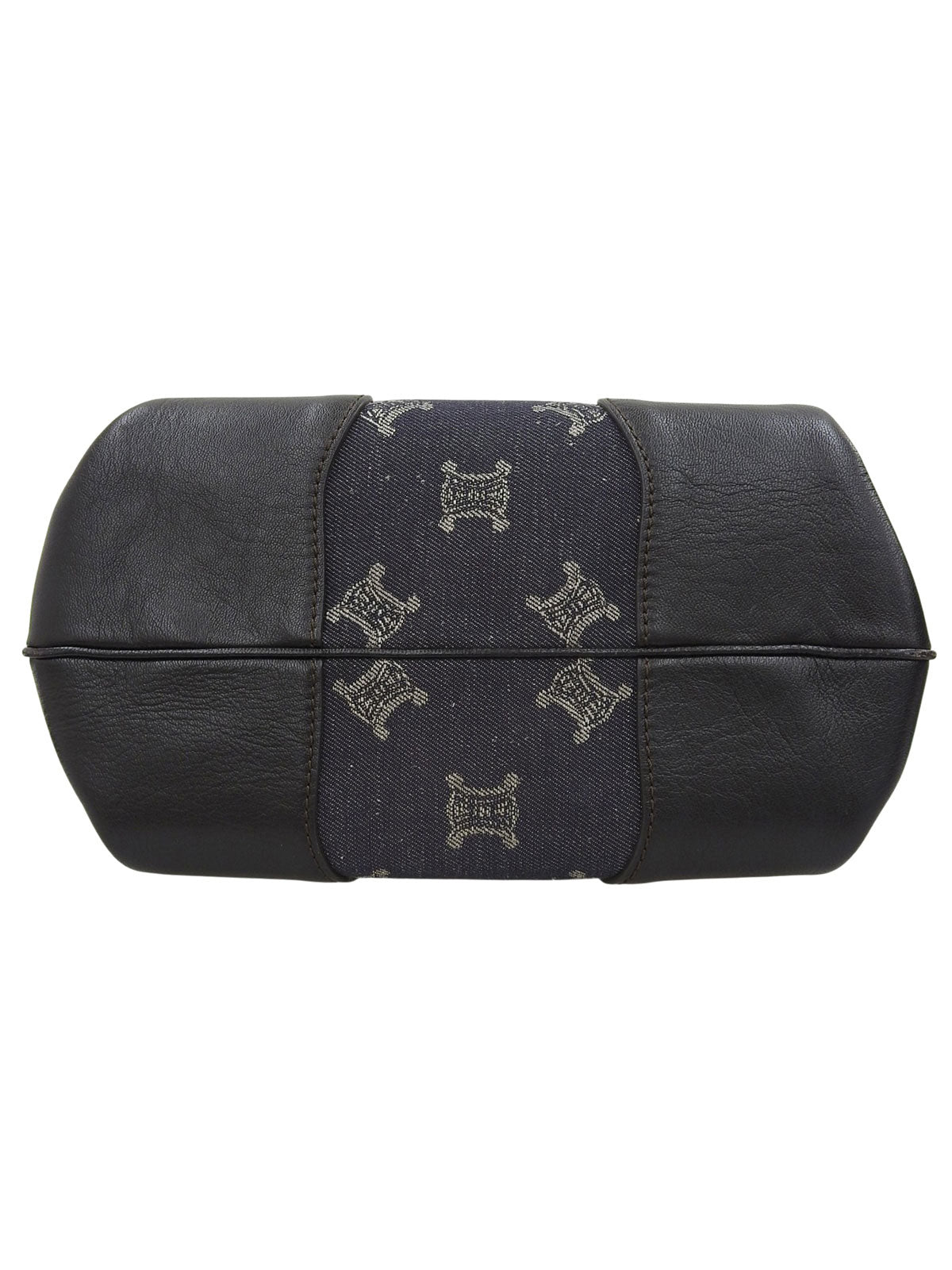 デニムレザーコンビマカダムパターン2wayバッグ ネイビー/ブラック