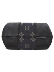 デニムレザーコンビマカダムパターン2wayバッグ ネイビー/ブラック