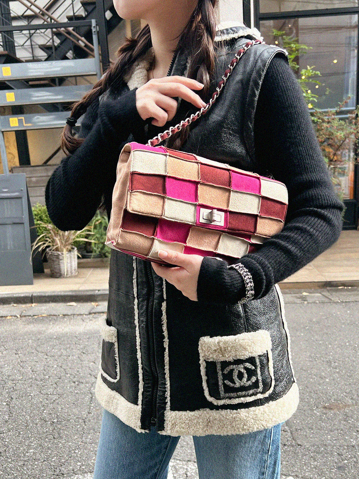 1998年頃製 ムートン2.55チェーンショルダーバッグ ベージュ/マルチ