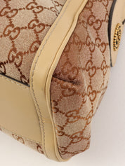 Beige glitter canvas GG one-shoulder bag