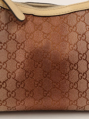 Beige glitter canvas GG one-shoulder bag