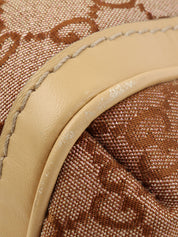 Beige glitter canvas GG one-shoulder bag