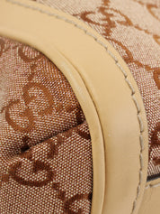 Beige glitter canvas GG one-shoulder bag