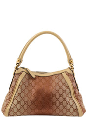 Beige glitter canvas GG one-shoulder bag