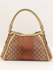 Beige glitter canvas GG one-shoulder bag