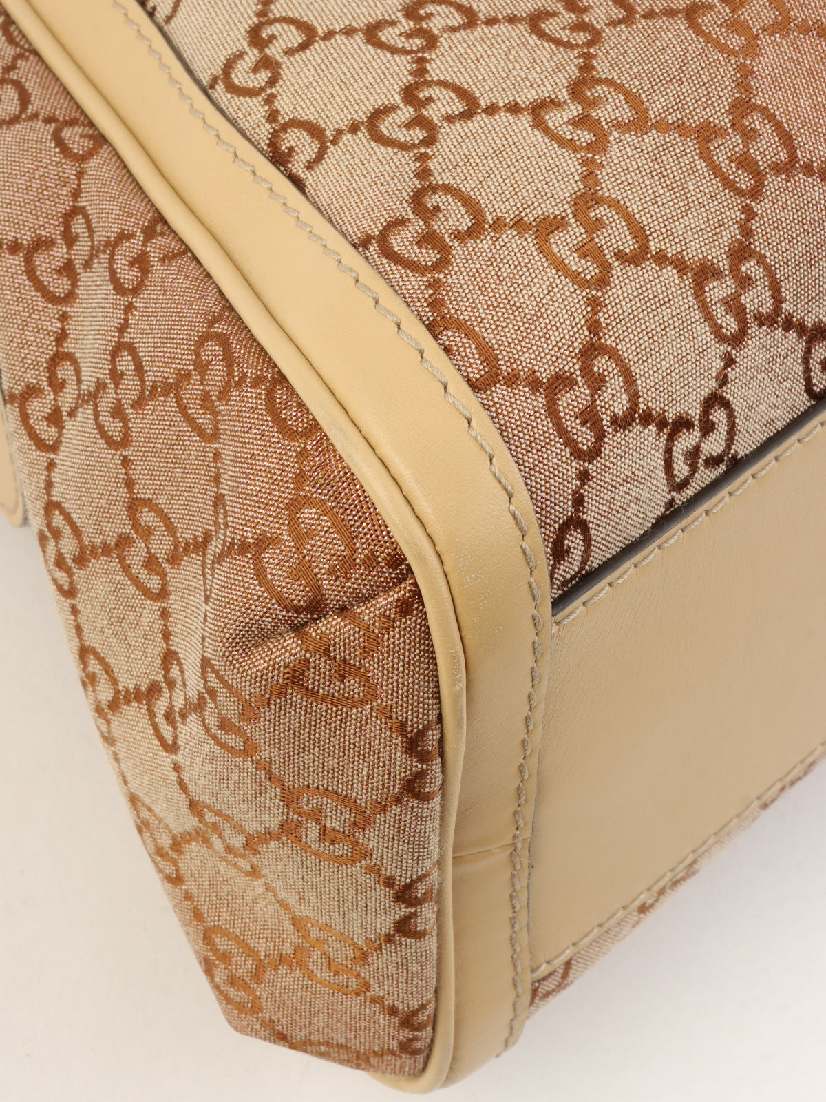 Beige glitter canvas GG one-shoulder bag