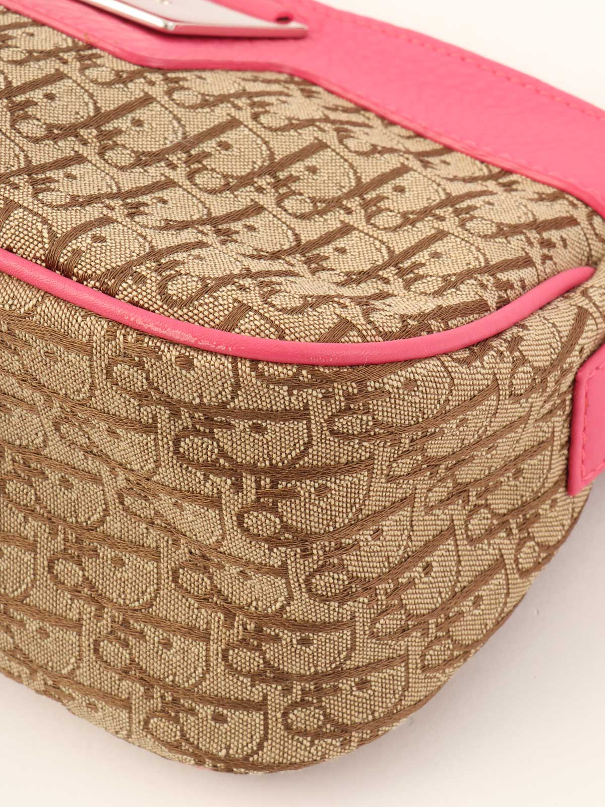 トロッターパターンロゴプレートハンドバッグ ベージュ/ピンク