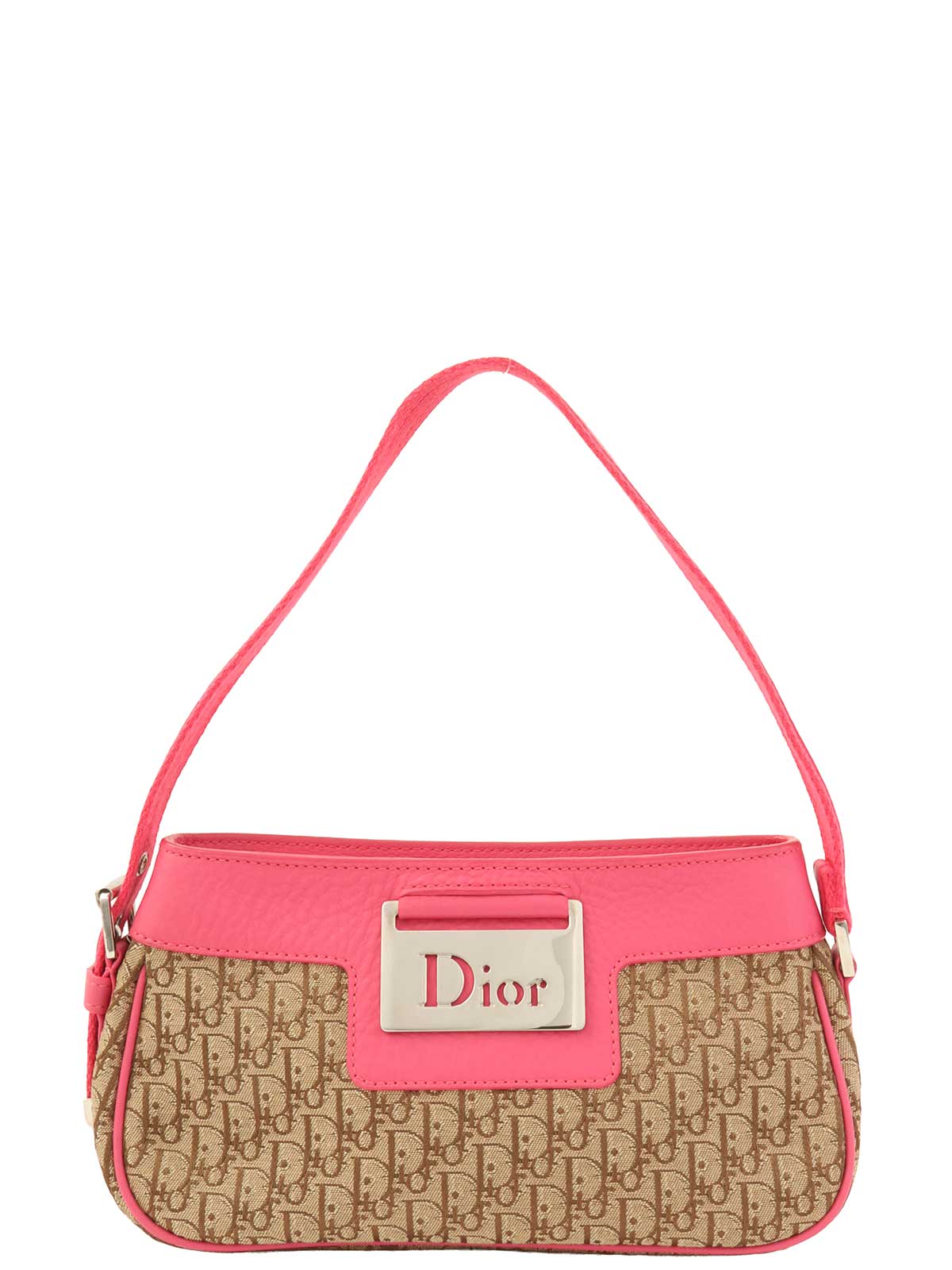 トロッターパターンロゴプレートハンドバッグ ベージュ/ピンク