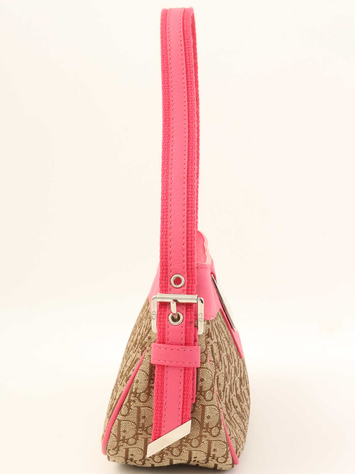 トロッターパターンロゴプレートハンドバッグ ベージュ/ピンク