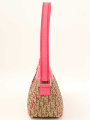 トロッターパターンロゴプレートハンドバッグ ベージュ/ピンク