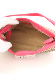 トロッターパターンロゴプレートハンドバッグ ベージュ/ピンク