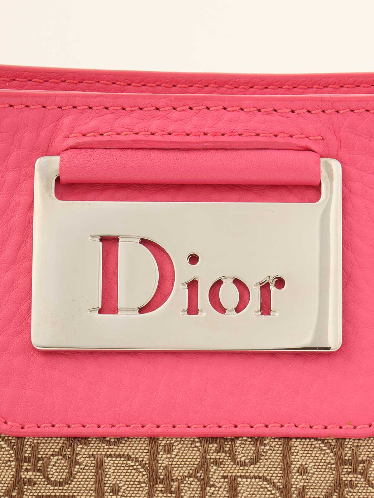 トロッターパターンロゴプレートハンドバッグ ベージュ/ピンク