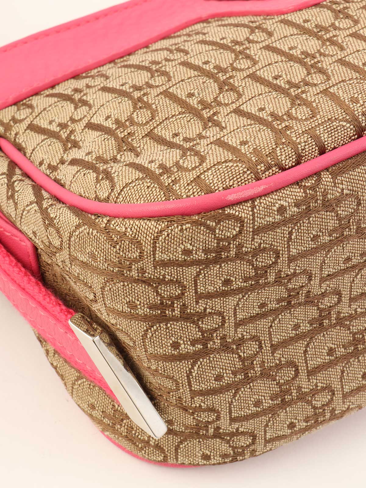 トロッターパターンロゴプレートハンドバッグ ベージュ/ピンク