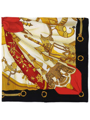 カレ90 Soleil de soieパターンスカーフ ブラック/レッド