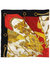 カレ90 Soleil de soieパターンスカーフ ブラック/レッド