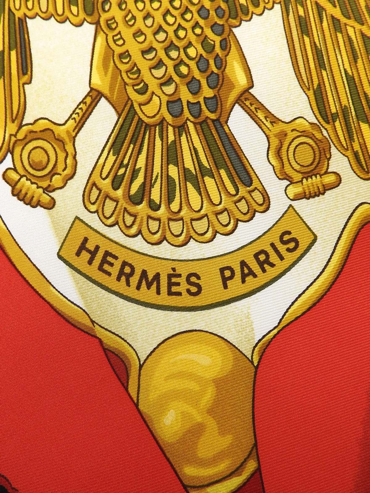 カレ90 Soleil de soieパターンスカーフ ブラック/レッド