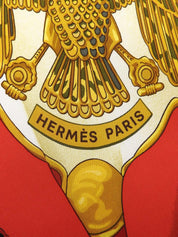 カレ90 Soleil de soieパターンスカーフ ブラック/レッド