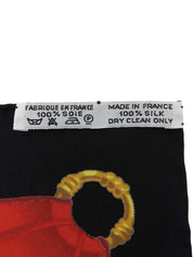 カレ90 Soleil de soieパターンスカーフ ブラック/レッド