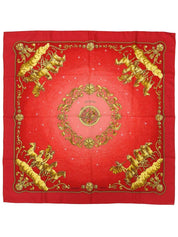 Carré 90 Comos Pattern Scarf in Red/Gold