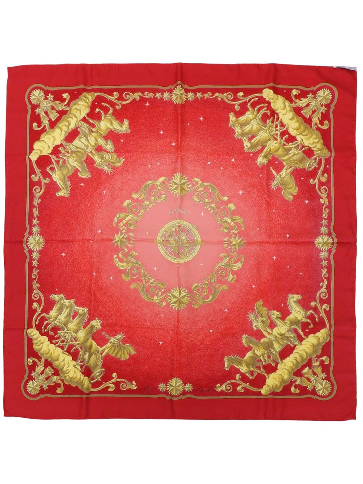 Carré 90 Comos 图案围巾，红色/金色