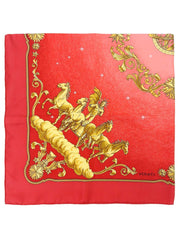 Carré 90 Comos Pattern Scarf in Red/Gold
