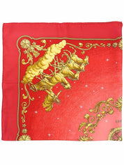 Carré 90 Comos Pattern Scarf in Red/Gold