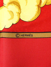 Carré 90 Comos Pattern Scarf in Red/Gold