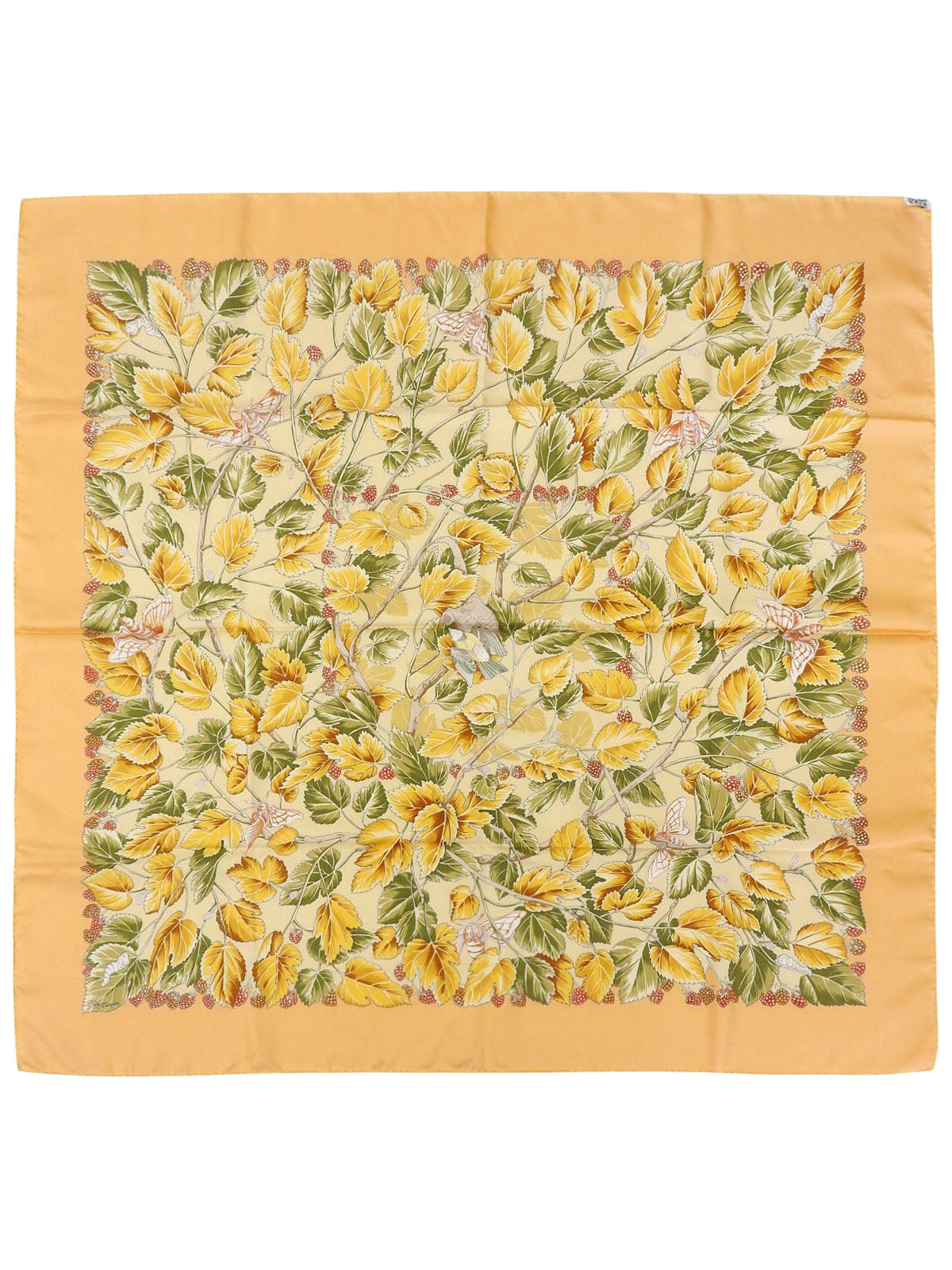 Carré 90 Larbre de Soie Pattern Scarf Cream Yellow/Multi