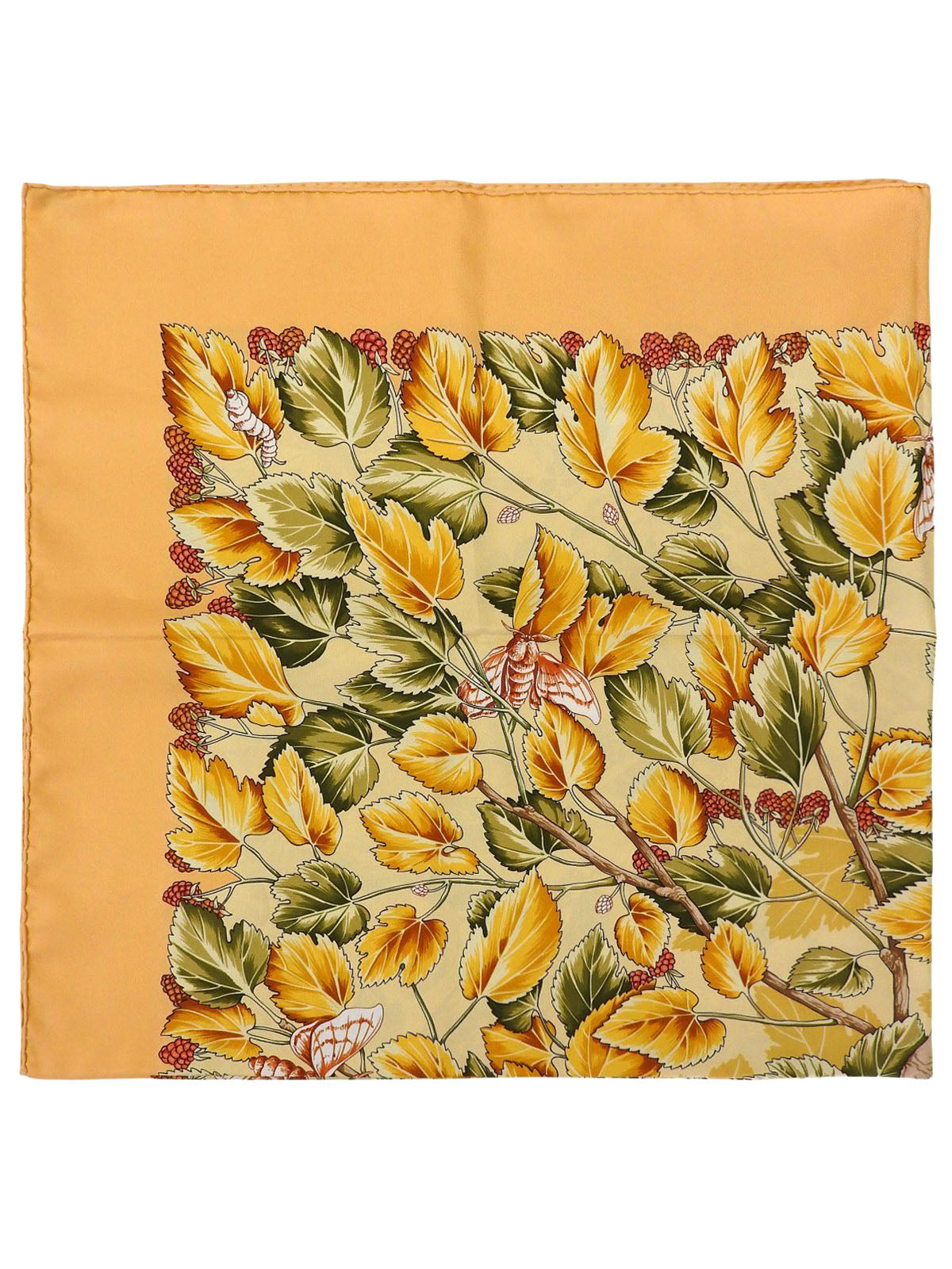 Carré 90 Larbre de Soie Pattern Scarf Cream Yellow/Multi