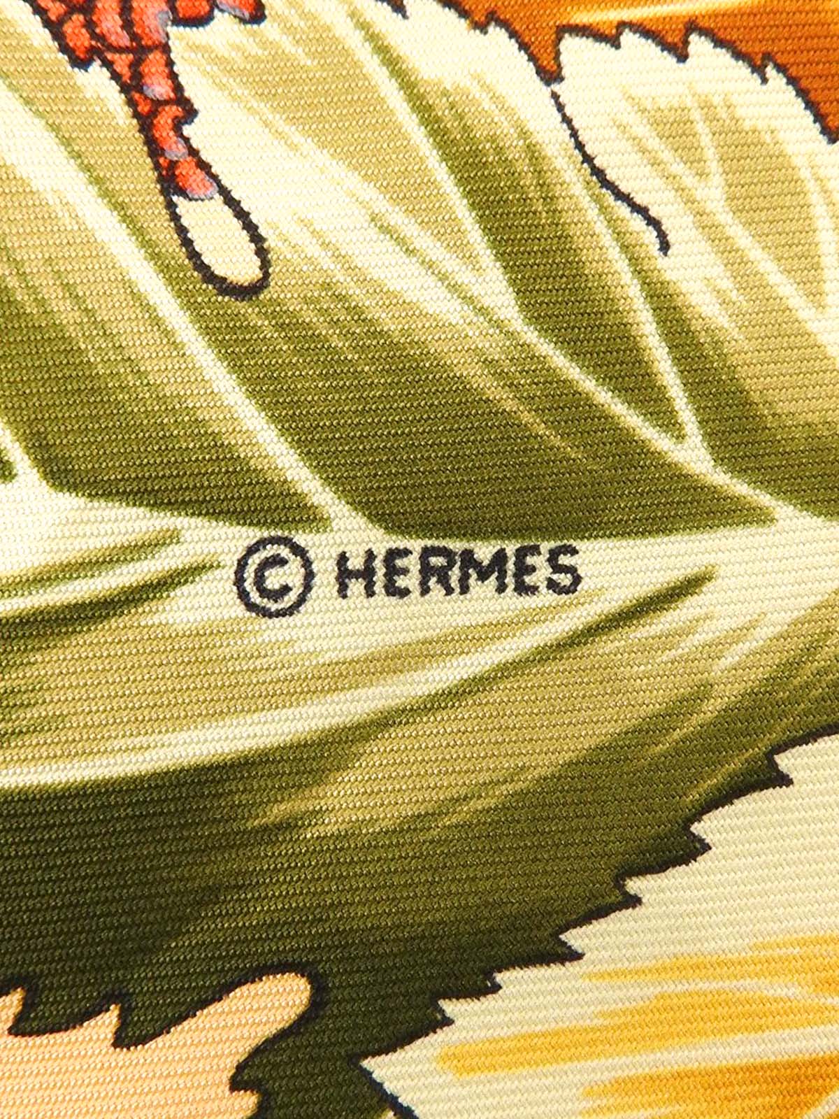 Carré 90 Larbre de Soie Pattern Scarf Cream Yellow/Multi