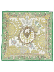 Carré 90 Lor Des Chefs Pattern Scarf Green/Multi