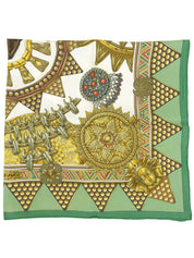 カレ90 Lor Des Chefsパターンスカーフ グリーン/マルチ