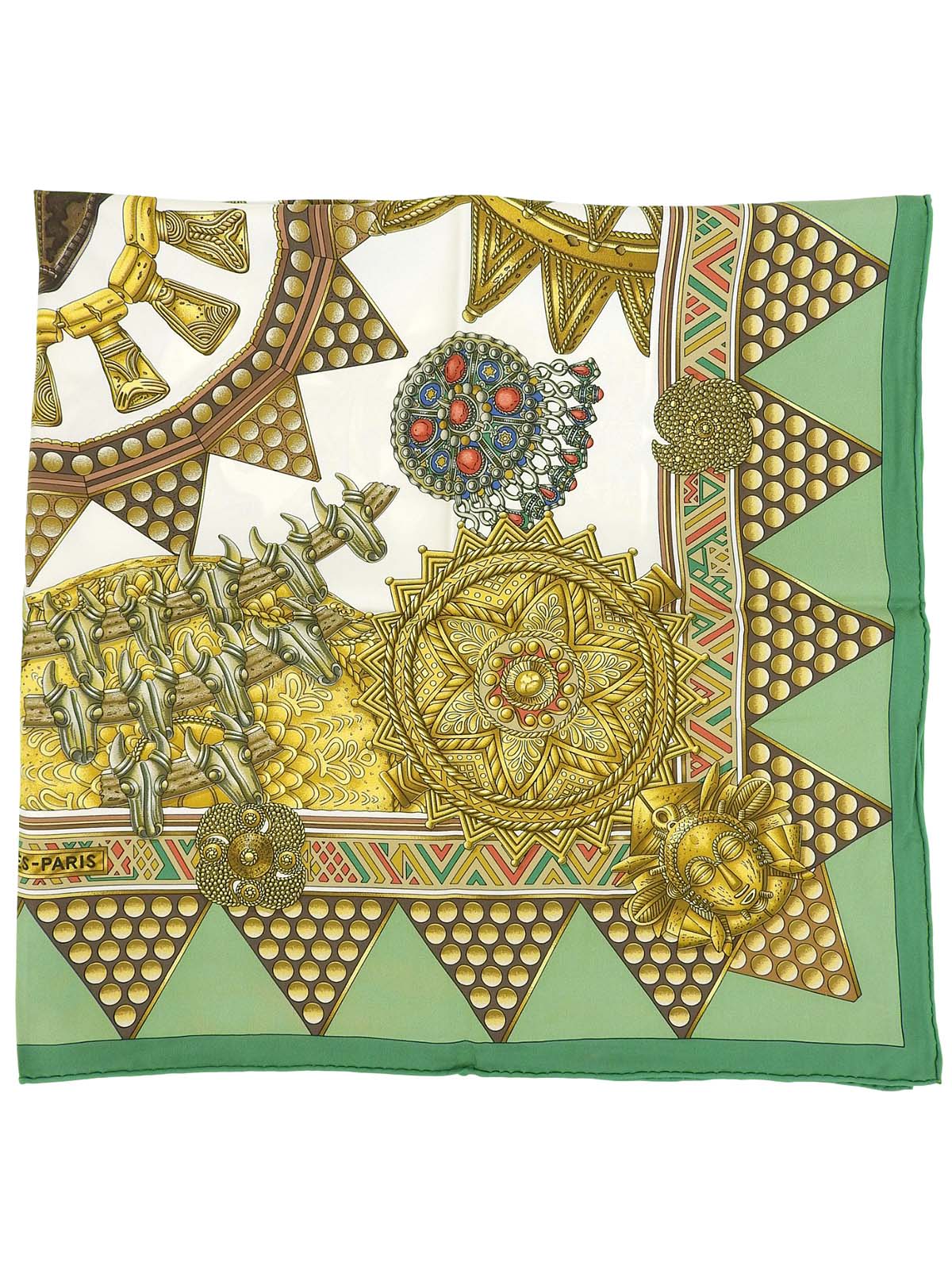 Carré 90 Lor Des Chefs 图案围巾 绿色/多色