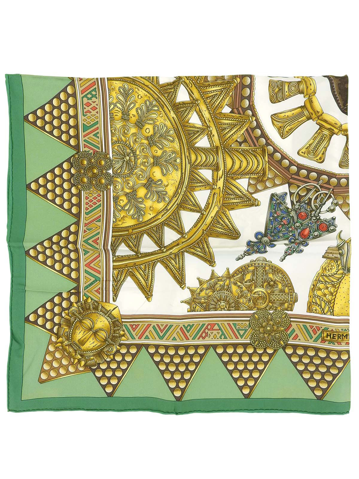 Carré 90 Lor Des Chefs 图案围巾 绿色/多色