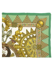 カレ90 Lor Des Chefsパターンスカーフ グリーン/マルチ