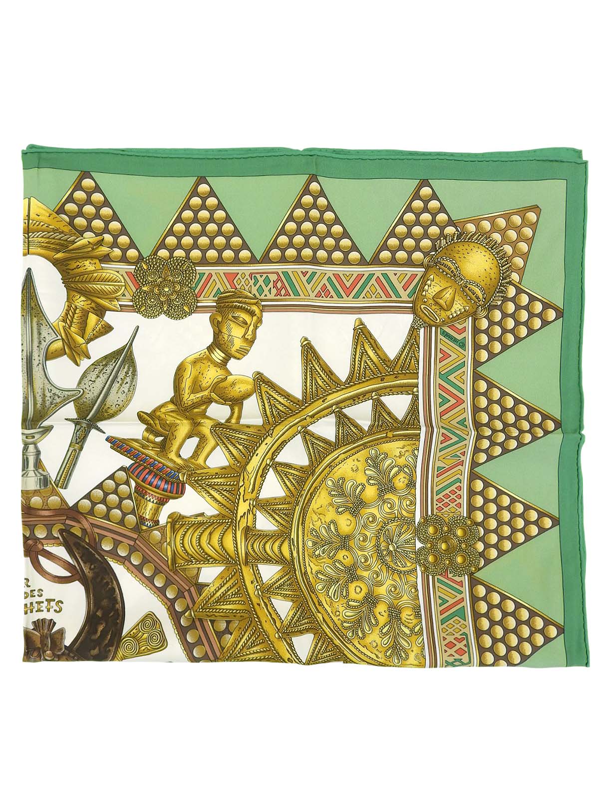 カレ90 Lor Des Chefsパターンスカーフ グリーン/マルチ