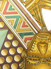 カレ90 Lor Des Chefsパターンスカーフ グリーン/マルチ