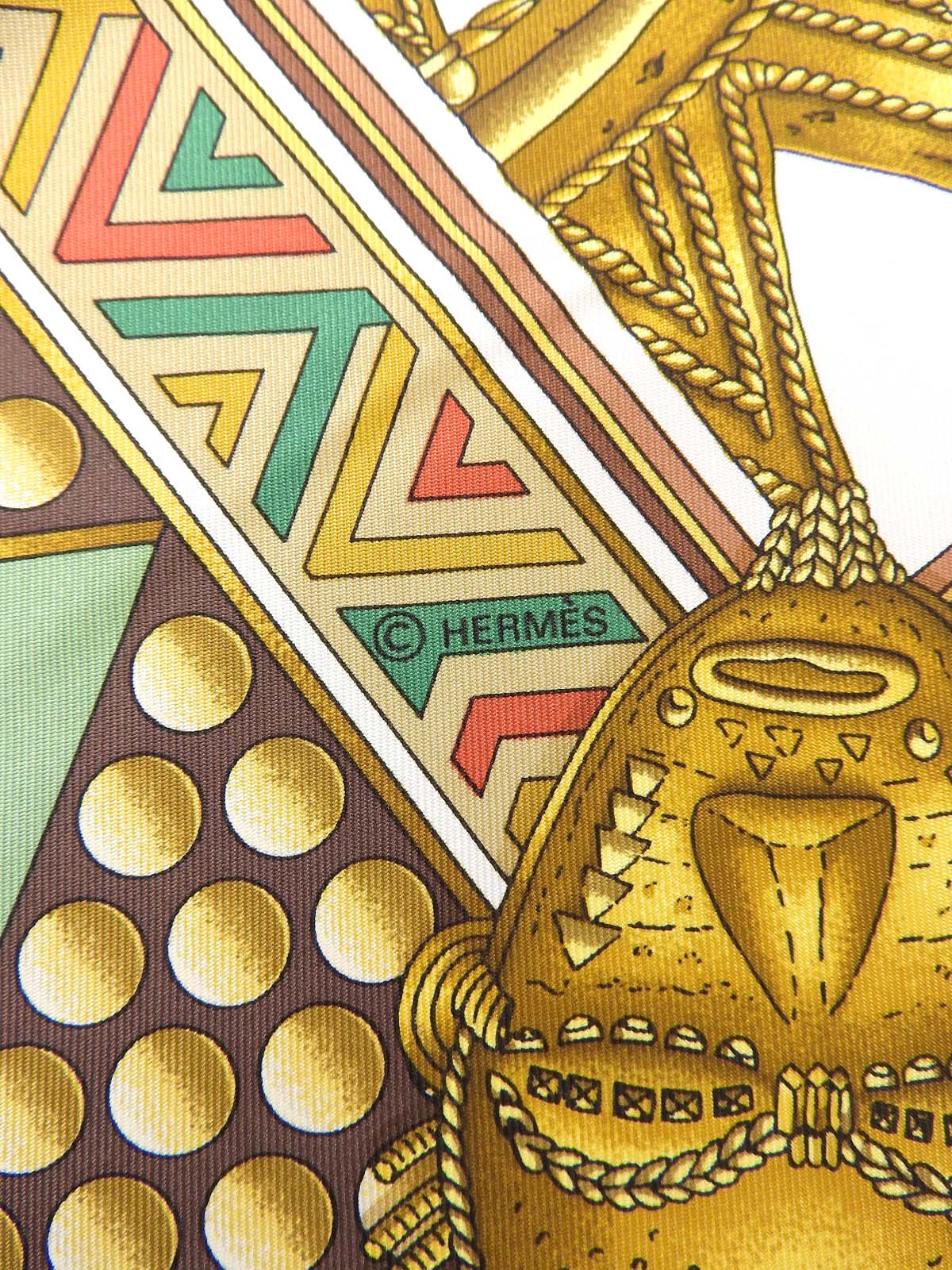 Carré 90 Lor Des Chefs 图案围巾 绿色/多色